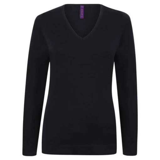 Henbury Women's 12 gauge v-neck jumper