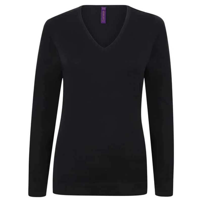 Henbury Women's 12 gauge v-neck jumper 1 Henbury Women's 12 gauge v-neck jumper