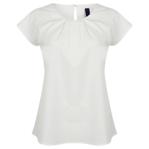 Henbury Women's pleat front short sleeve blouse 1 Henbury Women's pleat front short sleeve blouse