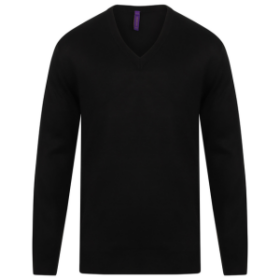 Henbury Cashmere touch acrylic v-neck jumper