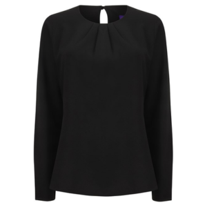 Henbury Women's pleat front long sleeve blouse 1 Henbury Women's pleat front long sleeve blouse