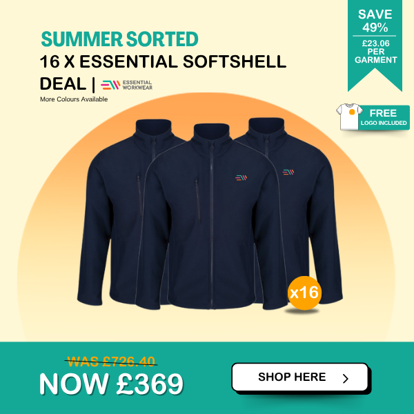 16 x Essential Softshell Jacket Deal 1 branded softshells