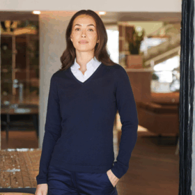 Henbury Women’s 12 gauge v-neck jumper