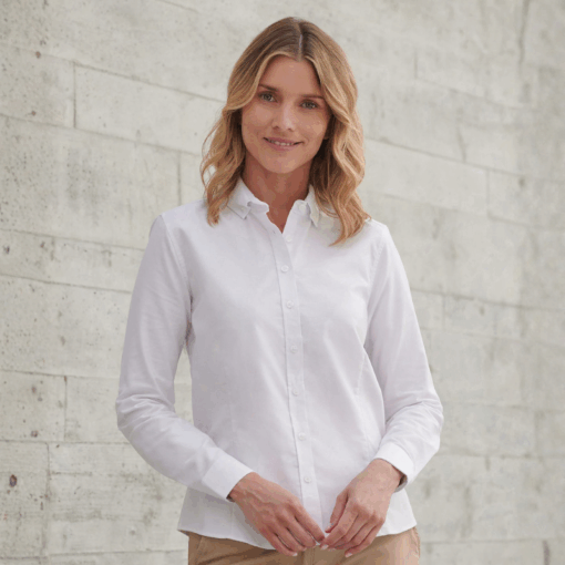Henbury Women's modern long sleeve Oxford shirt