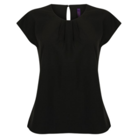 Henbury Women’s pleat front short sleeve blouse