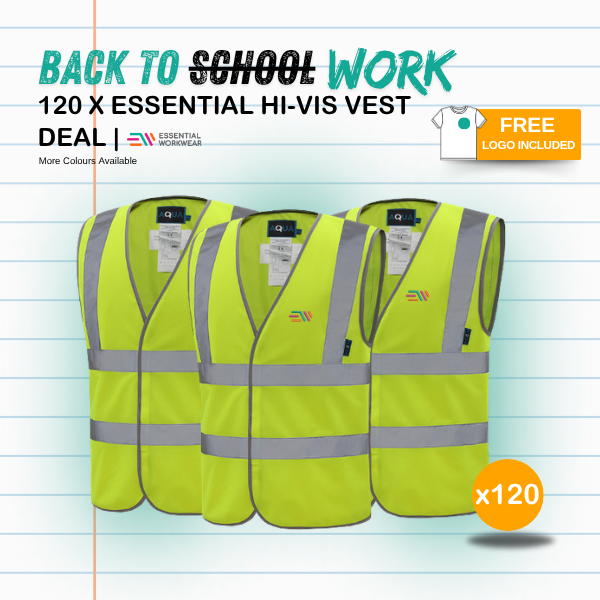 120 x Essential Kapton Hi-Vis Vest Deal 1 120 x Essential Kapton Hi-Vis Vest Deal