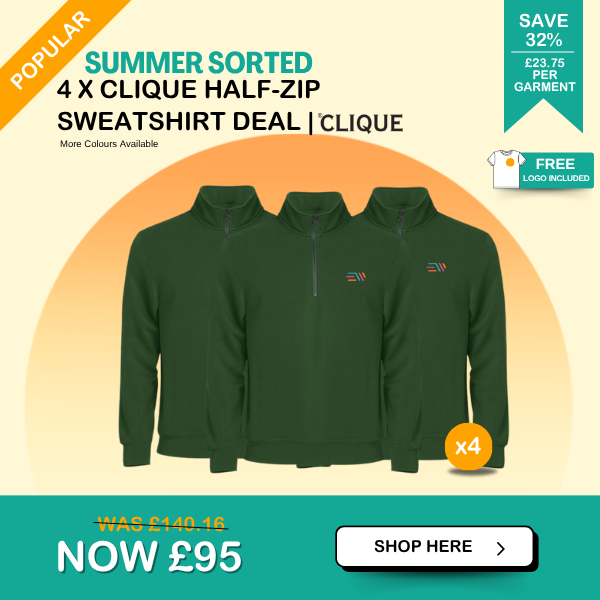 4 x clique half-zip sweatshirt deal