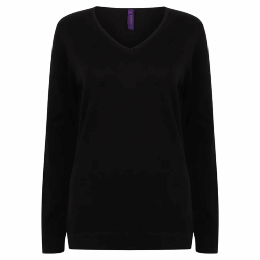 Henbury Women's 12 gauge v-neck jumper 3 Henbury Women's 12 gauge v-neck jumper