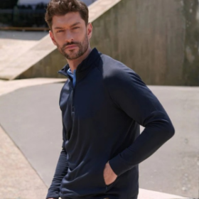 Henbury Quarter-zip top with wicking finish