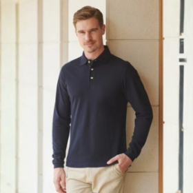 Henbury Long Sleeve Cotton Polo Shirt