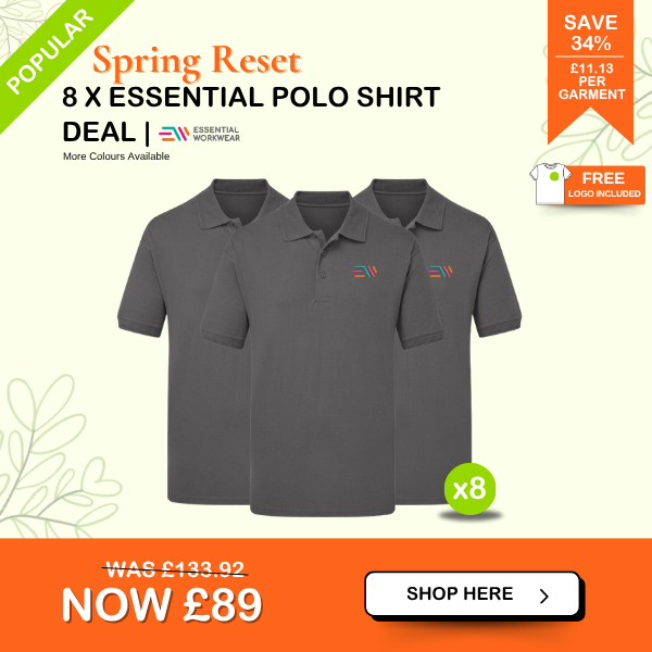 8 x essential workwear polo shirt deal