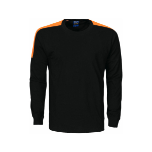 Pro Job Long Sleeve Two Tone T-Shirt - Black-Orange