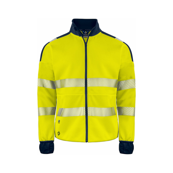 Pro Job Hi-Vis Full-Zip Sweatshirt - Yellow/Navy