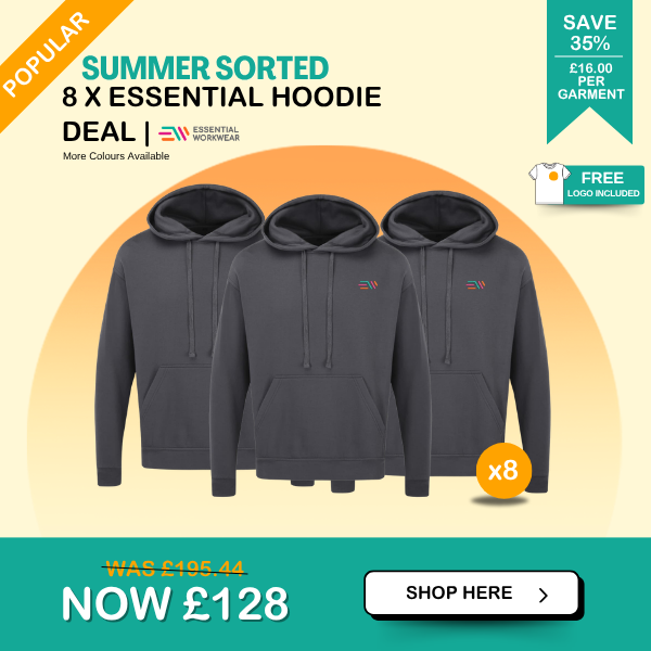 8 x Essential Hoodie Deal 1 branded work hoodies