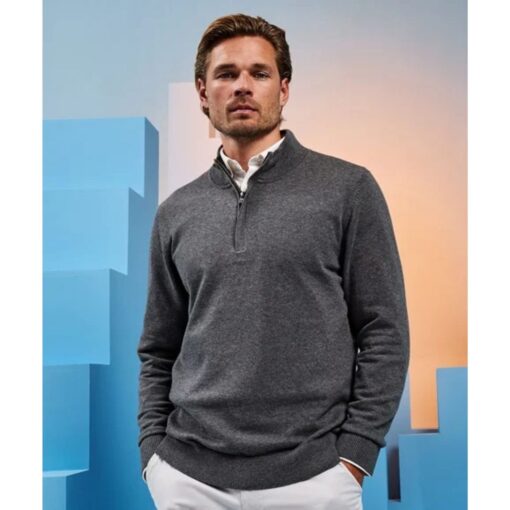 Asquith-Fox-Mens-Cotton-Blend-¼-Zip-Sweater