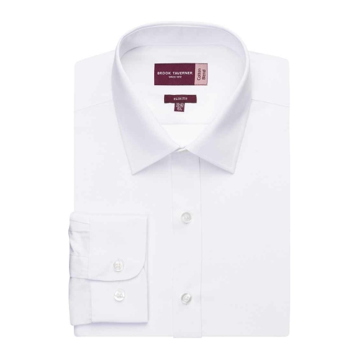 BK130 WHI FRONT - Brook Taverner Pisa Slim Fit Shirt