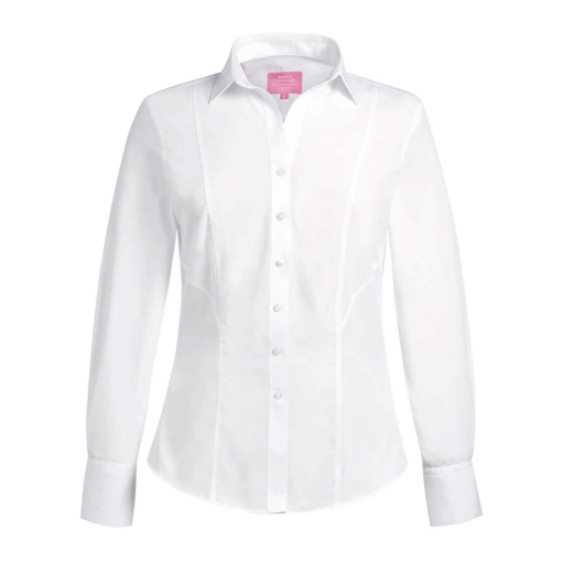 BK151 WHI FRONT - Brook Taverner Palena Poplin Shirt - Ladies