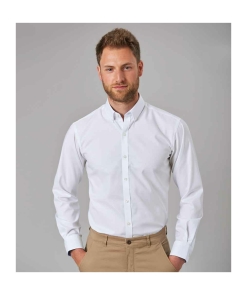 BK586 WHI MODEL 1 HERO - Brook Taverner Lawrence Stretch Oxford Shirt