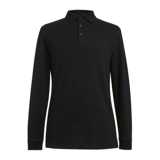 BK615 BLK FRONT - Brook Taverner Frederick Long Sleeve Polo Shirt