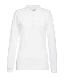 BK616 WHI FRONT - Brook Taverner Anna Long Sleeve Polo Shirt - Ladies