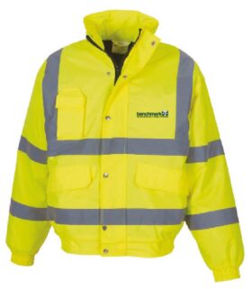 Benchmark Printed Hi Vis Bomber Jacket - Yellow