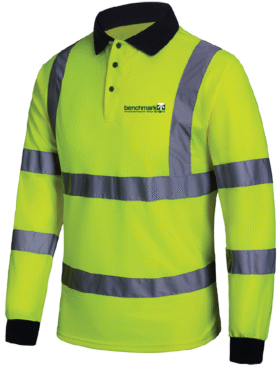 Benchmark Yellow Hi Vis Long Sleeve Polo Shirt