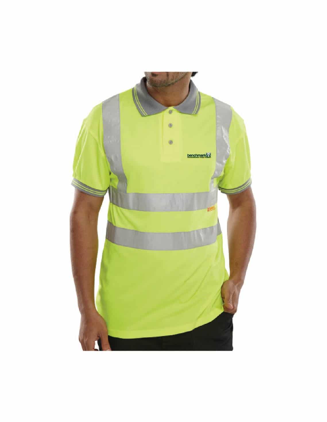 Benchmark Printed Hi Vis Polo Shirt - Yellow
