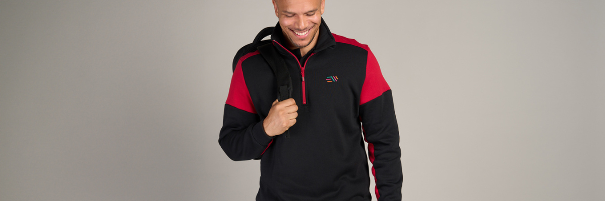 Man wearing two-tone branded workwear