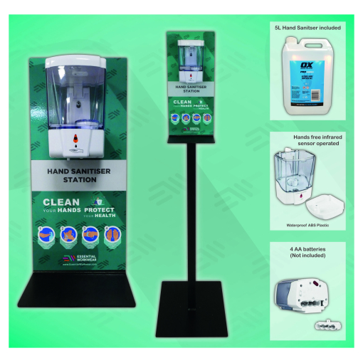 EWW Hand Sanitiser Dispenser Stand Full colour scaled - Touch Free Hand Sanitiser Stand