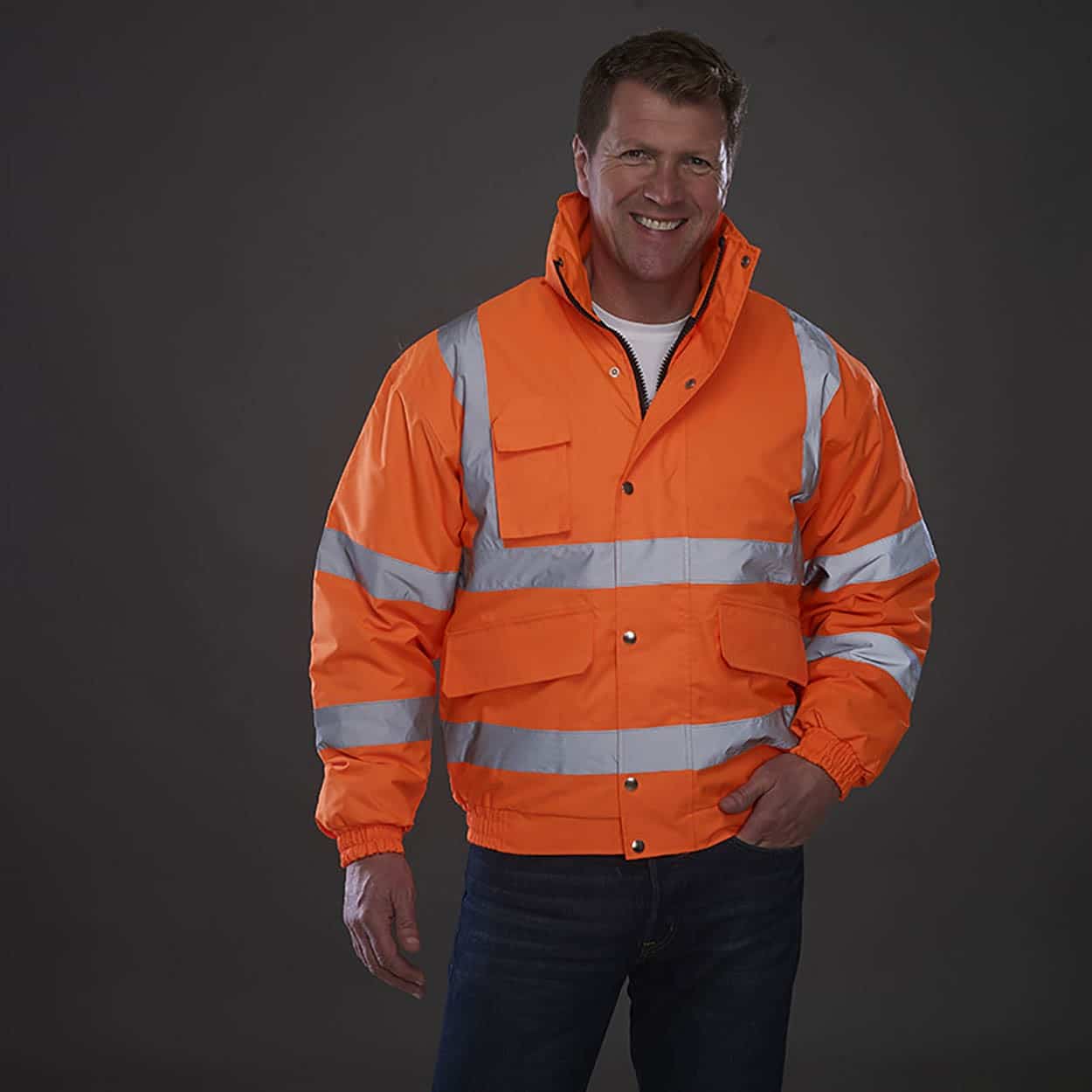 Hi Viz men's Orange bomber jacket waterproof workwear