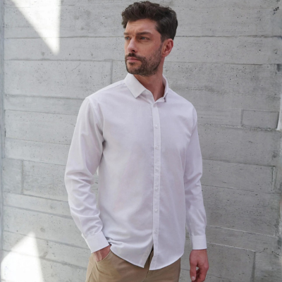 Henbury ‘Cotton-Feel’ Coolplus® Shirt 3 male wearing Henbury ‘cotton-feel’ Coolplus® shirt