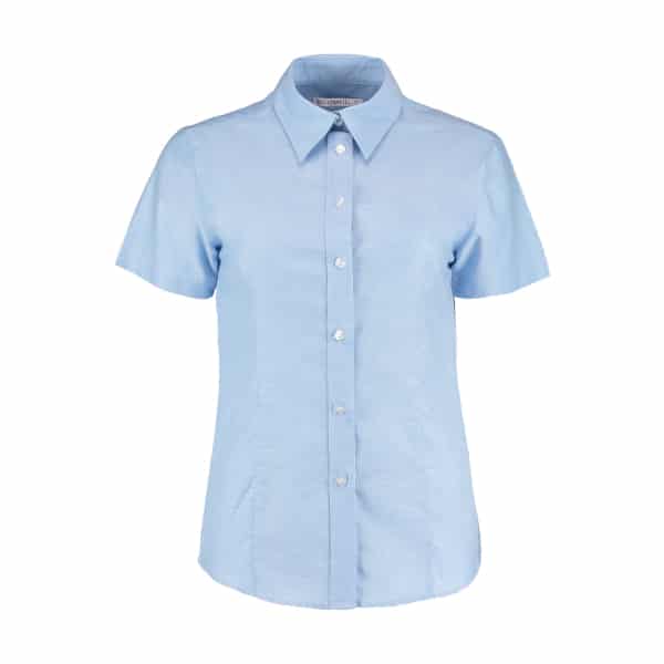 KK360 Light Blue - Kustom Kit Workplace Short-Sleeved Oxford Blouse - Ladies Fit