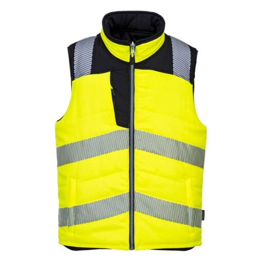 PW3 Hi-Vis Reversible Bodywarmer Yellow Front