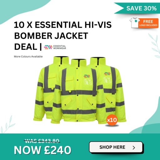 Spring Deals 24 65 - 10 x Essential Hi-Vis Bomber Jacket Deal