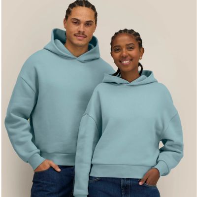 Stanley/Stella Sculpter Heavyweight Hoodie 2 male and female wearing Stanley/Stella heavyweight hoodie