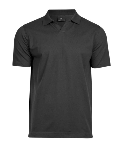 T1404 BLK FRONT - Tee Jays Luxury Stretch V Neck Polo Shirt