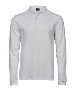 T1406 WHI FRONT - Tee Jays Luxury Stretch Long Sleeve Polo Shirt