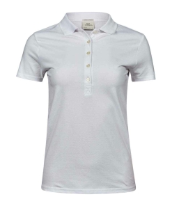 T145 WHI FRONT - Tee Jays Luxury Stretch Polo Shirt - Ladies