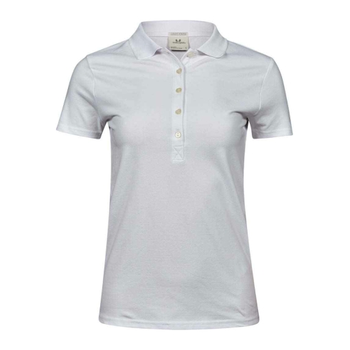 T145 WHI FRONT - Tee Jays Luxury Stretch Polo Shirt - Ladies