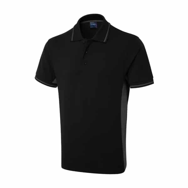 UC117 BLACK CHARCOAL - Uneek Two Tone Polo shirt