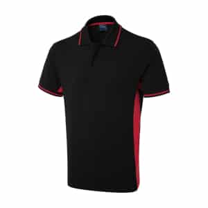 UC117 BLACK RED - Uneek Two Tone Polo shirt
