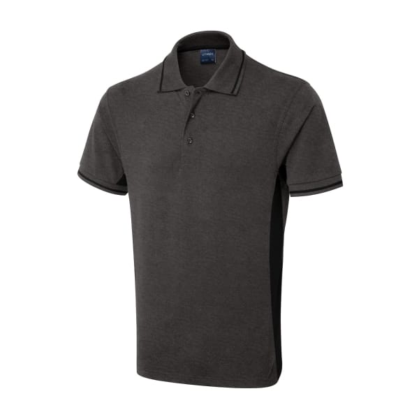 UC117 CHARCOAL BLACK - Uneek Two Tone Polo shirt