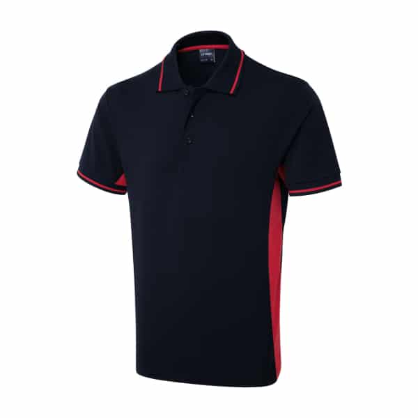 UC117NAVY RED - Uneek Two Tone Polo shirt