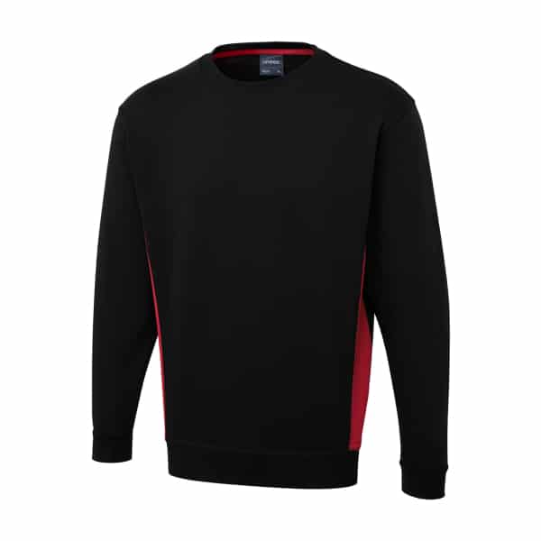 UC217 BLACK RED - Uneek Two Tone Sweatshirt