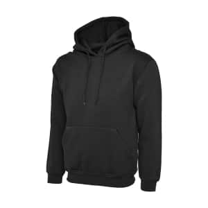 UC502 BLACK - Uneek Classic Hooded Sweatshirt - Unisex Fit