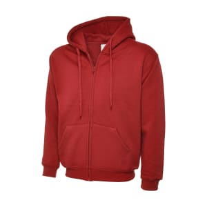 UC504 RED - Uneek Classic Full Zip Hooded Sweatshirt - Unisex Fit