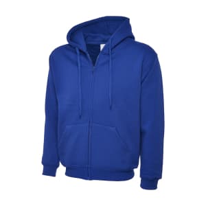 UC504 ROYAL - Uneek Classic Full Zip Hooded Sweatshirt - Unisex Fit