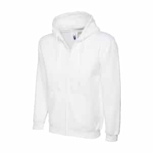 UC504 WHITE - Uneek Classic Full Zip Hooded Sweatshirt - Unisex Fit
