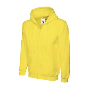 UC504 YELLOW - Uneek Classic Full Zip Hooded Sweatshirt - Unisex Fit