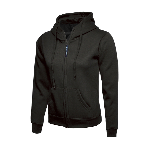UC505 Black - Ladies Classic Full Zip Hooded Sweatshirt